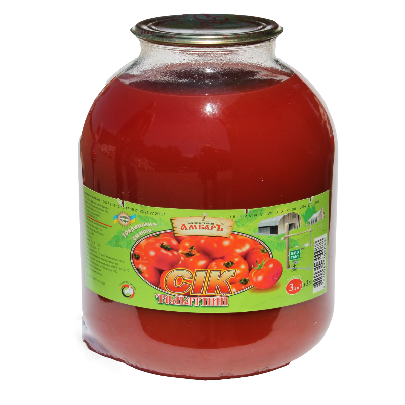 Сік ЗОЛОТИЙ АМБАР томатний відновлений, стерилізований, з сіллю, 3л